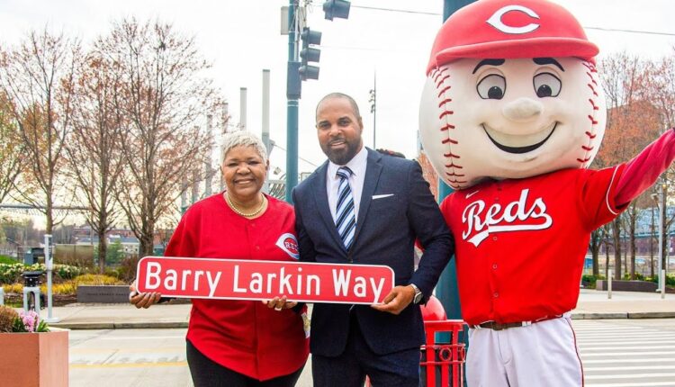 Barry Larkin Way is dedicated outside of Great American Ball Park