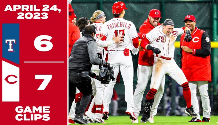Game Clips 4-24-23 Reds beat Rangers 7 -6