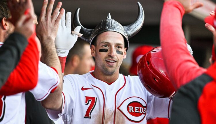 Spencer Steer homers on Opening Day, Reds unveil Viking celebration
