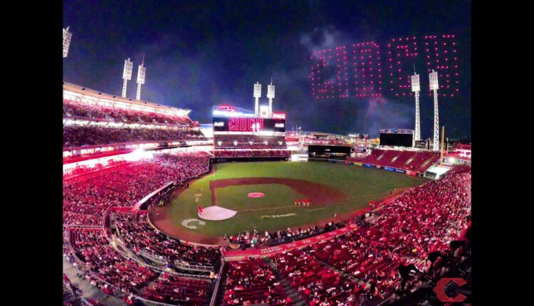 Timelapse of Great American Ball Park for City Connect debut and drone show